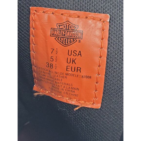 Harley-Davidson Black Leather Heeled Boots Women's Sz 7.5 - Picture 9 of 10